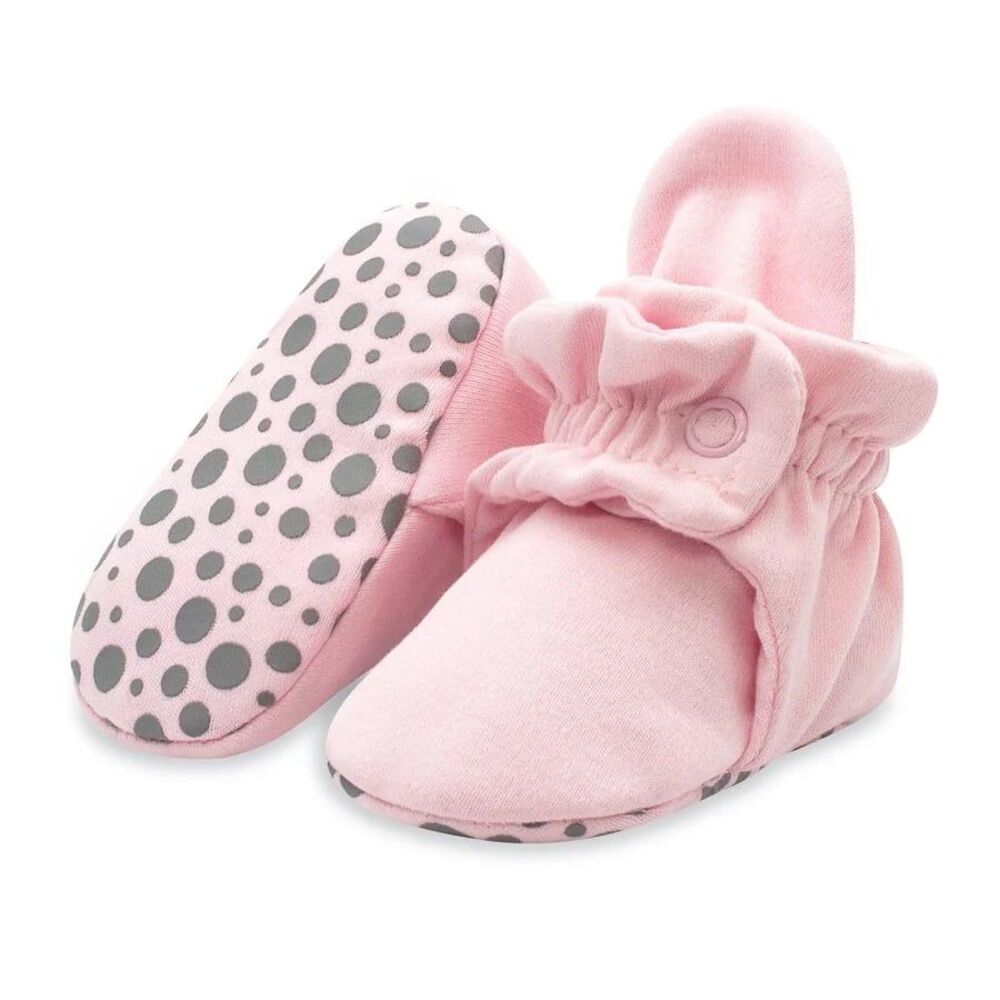 Zutano Cotton Gripper Booties, Pink, Size 12M